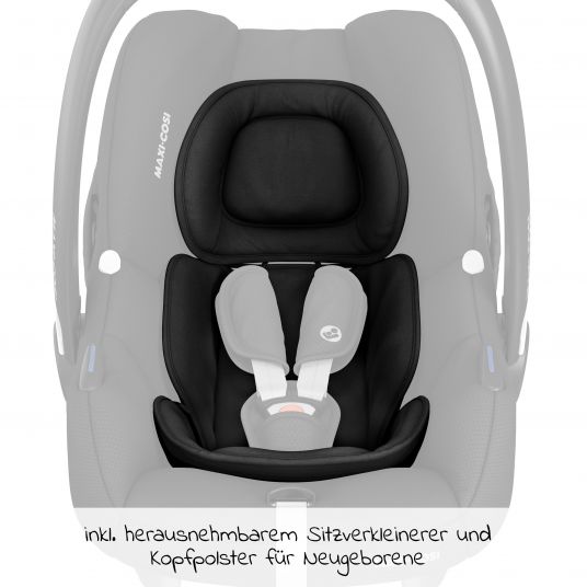 Maxi-Cosi Babyschale CabrioFix i-Size ab Geburt - 12 Monate (40-75 cm) & Sitzverkleinerer, Sonnenverdeck - Essential Black