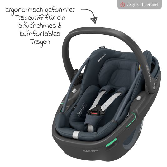 Maxi-Cosi Babyschale Coral 360 i-Size ab Geburt bis 12 kg (40 cm - 75 cm) mit Soft Carrier & Sonnenverdeck - Essential Black