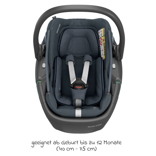 Maxi-Cosi Babyschale Coral 360 i-Size ab Geburt bis 12 kg (40 cm - 75 cm) mit Soft Carrier & Sonnenverdeck - Essential Graphite