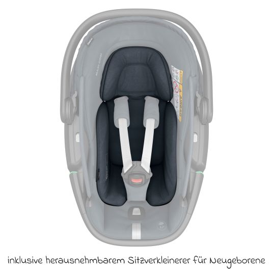 Maxi-Cosi Babyschale Coral 360 i-Size ab Geburt bis 12 kg (40 cm - 75 cm) mit Soft Carrier & Sonnenverdeck - Essential Graphite