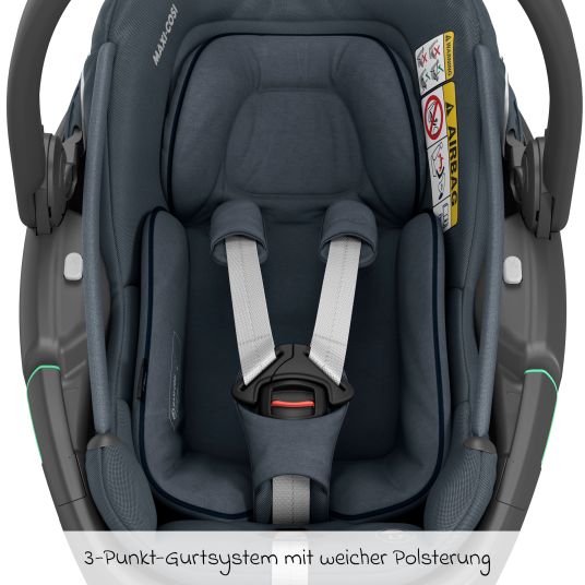 Maxi-Cosi Babyschale Coral 360 i-Size ab Geburt bis 12 kg (40 cm - 75 cm) mit Soft Carrier & Sonnenverdeck - Essential Graphite