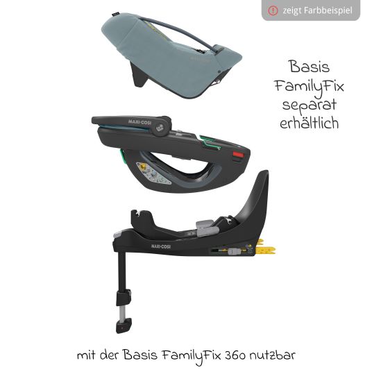 Maxi-Cosi Babyschale Coral 360 i-Size ab Geburt bis 12 kg (40 cm - 75 cm) mit Soft Carrier & Sonnenverdeck - Essential Graphite