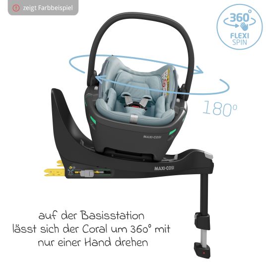 Maxi-Cosi Babyschale Coral 360 i-Size ab Geburt bis 12 kg (40 cm - 75 cm) mit Soft Carrier & Sonnenverdeck - Essential Graphite