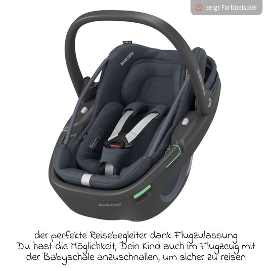 Maxi-Cosi Babyschale Coral 360 i-Size ab Geburt bis 12 kg (40 cm - 75 cm) mit Soft Carrier & Sonnenverdeck - Essential Graphite