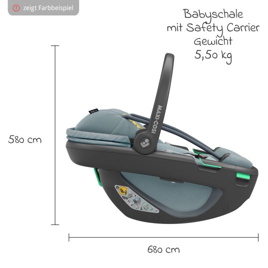 Maxi-Cosi Coral 360 i-Size infant car seat from birth to 12 kg (40 cm - 75 cm) with soft carrier & sun canopy - Essential Graphite