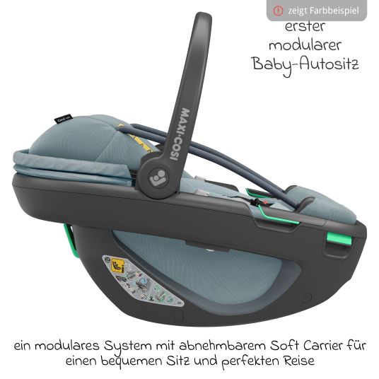 Maxi-Cosi Babyschale Coral 360 i-Size ab Geburt bis 12 kg (40 cm - 75 cm) mit Soft Carrier & Sonnenverdeck - Essential Graphite