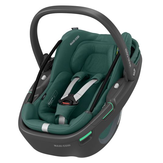 Maxi-Cosi Babyschale Coral 360 i-Size ab Geburt bis 12 kg (40 cm - 75 cm) mit Soft Carrier & Sonnenverdeck - Essential Green