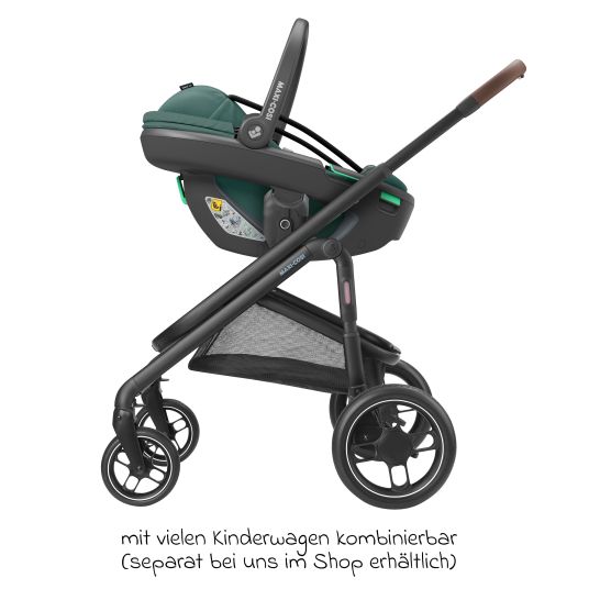 Maxi-Cosi Babyschale Coral 360 i-Size ab Geburt bis 12 kg (40 cm - 75 cm) mit Soft Carrier & Sonnenverdeck - Essential Green