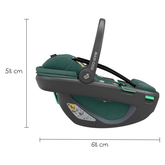Maxi-Cosi Babyschale Coral 360 i-Size ab Geburt bis 12 kg (40 cm - 75 cm) mit Soft Carrier & Sonnenverdeck - Essential Green