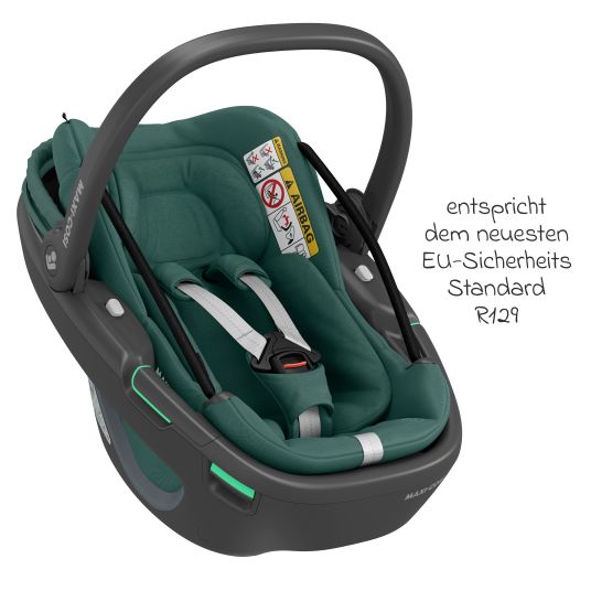 Maxi-Cosi Babyschale Coral 360 i-Size ab Geburt bis 12 kg (40 cm - 75 cm) mit Soft Carrier & Sonnenverdeck - Essential Green