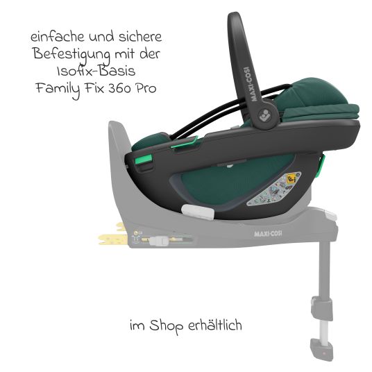 Maxi-Cosi Babyschale Coral 360 i-Size ab Geburt bis 12 kg (40 cm - 75 cm) mit Soft Carrier & Sonnenverdeck - Essential Green