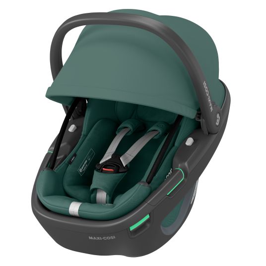 Maxi-Cosi Babyschale Coral 360 i-Size ab Geburt bis 12 kg (40 cm - 75 cm) mit Soft Carrier & Sonnenverdeck - Essential Green