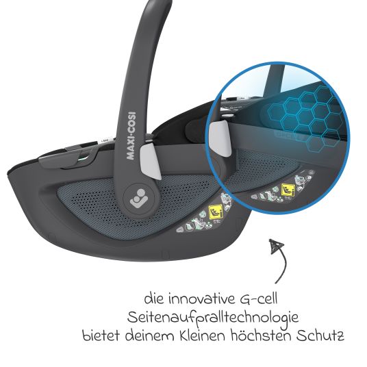 Maxi-Cosi Babyschale Pebble 360 i-Size drehbar ab Geburt - 15 Monate (40 cm - 83 cm) inkl. Isofix-Basis FamilyFix 360, Schutzunterlage & Schmusetuch - Essential Black