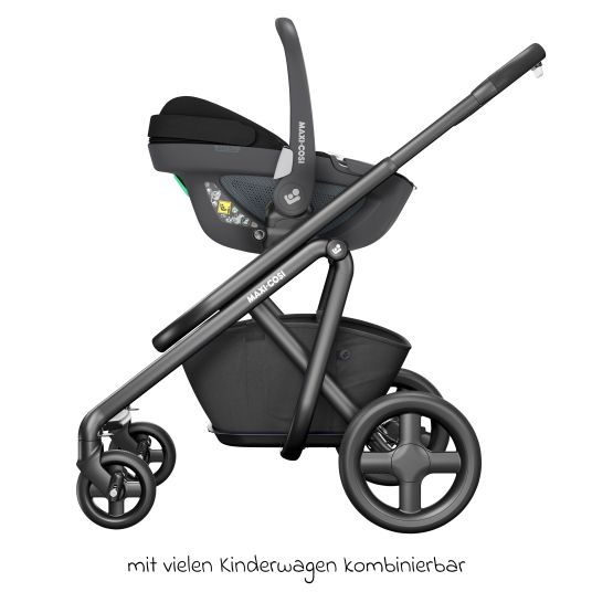 Maxi-Cosi Babyschale Pebble 360 i-Size drehbar ab Geburt - 15 Monate (40 cm - 83 cm) inkl. Isofix-Basis FamilyFix 360, Schutzunterlage & Schmusetuch - Essential Black