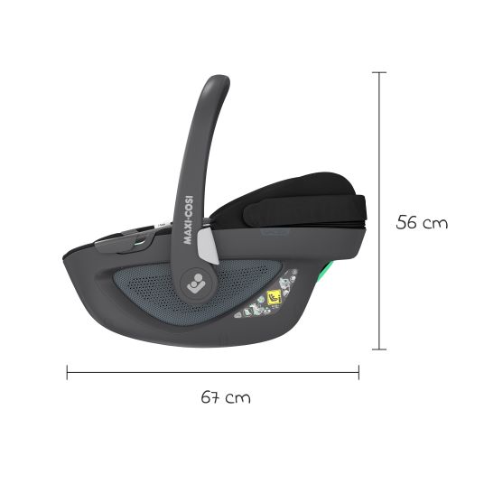 Maxi-Cosi Seggiolino auto girevole Pebble 360 i-Size dalla nascita a 15 mesi (40 cm - 83 cm) con base FamilyFix 360 Isofix, tappetino protettivo e panno per le coccole - Essential Nero