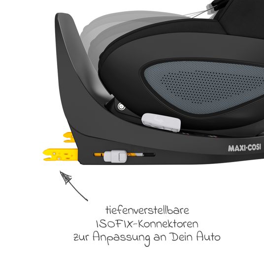 Maxi-Cosi Seggiolino auto girevole Pebble 360 i-Size dalla nascita a 15 mesi (40 cm - 83 cm) con base FamilyFix 360 Isofix, tappetino protettivo e panno per le coccole - Essential Nero