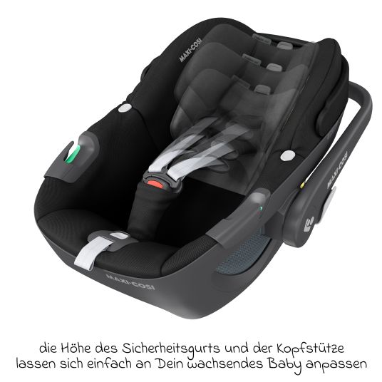 Maxi-Cosi Babyschale Pebble 360 i-Size drehbar ab Geburt - 15 Monate (40 cm - 83 cm) inkl. Isofix-Basis FamilyFix 360, Schutzunterlage & Schmusetuch - Essential Black