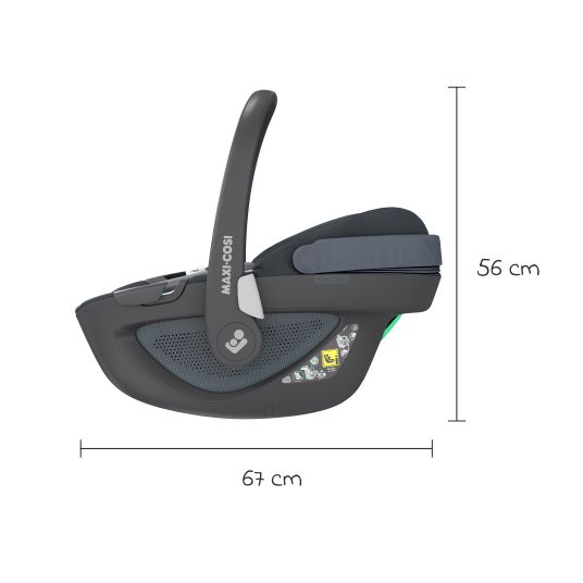 Maxi-Cosi Seggiolino auto girevole Pebble 360 i-Size dalla nascita a 15 mesi (40 cm - 83 cm) con base Isofix FamilyFix 360, tappetino protettivo e panno per le coccole - Essential Graphite