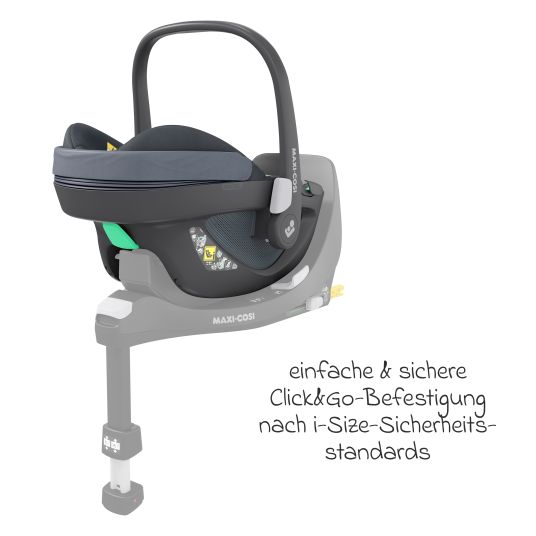 Maxi-Cosi Seggiolino auto girevole Pebble 360 i-Size dalla nascita a 15 mesi (40 cm - 83 cm) con base Isofix FamilyFix 360, tappetino protettivo e panno per le coccole - Essential Graphite