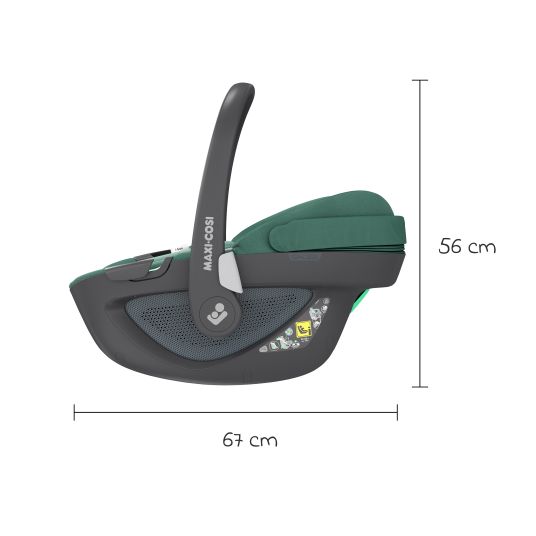 Maxi-Cosi Seggiolino auto girevole Pebble 360 i-Size dalla nascita a 15 mesi (40 cm - 83 cm) con base FamilyFix 360 Isofix, tappetino protettivo e panno per le coccole - Verde Essenziale