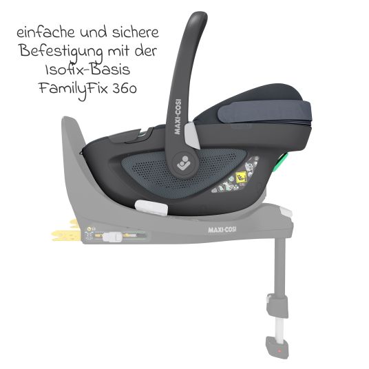Maxi-Cosi Baby car seat Pebble 360 i-Size rotatable from birth - 15 months (40 cm - 83 cm) incl. Isofix base FamilyFix 360, protective pad & pacifier box - Essentiel Graphite