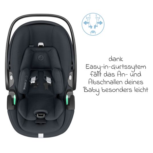 Maxi-Cosi Seggiolino auto girevole Pebble 360 Pro i-Size dalla nascita a 15 mesi (40 cm - 83 cm) con posizione reclinabile in piano - Essential Graphite