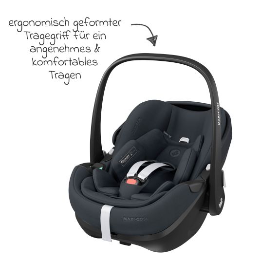 Maxi-Cosi Seggiolino auto girevole Pebble 360 Pro i-Size dalla nascita a 15 mesi (40 cm - 83 cm) con posizione reclinabile in piano - Essential Graphite