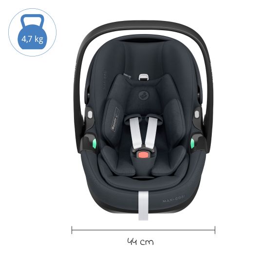 Maxi-Cosi Seggiolino auto girevole Pebble 360 Pro i-Size dalla nascita a 15 mesi (40 cm - 83 cm) con posizione reclinabile in piano - Essential Graphite