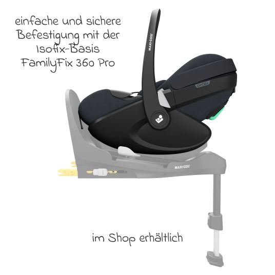 Maxi-Cosi Babyschale Pebble 360 Pro i-Size drehbar ab Geburt - 15 Monate (40 cm - 83 cm ) mit flacher Liegeposition - Essential Graphite