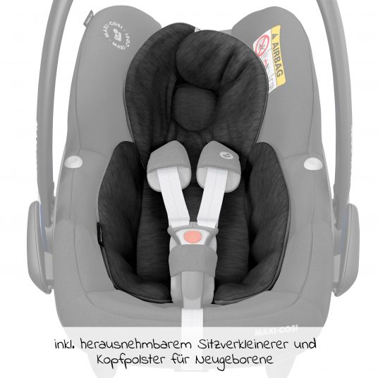 Maxi-Cosi Babyschale Pebble Pro i-Size ab Geburt-12 Monate (45-75 cm) FamilyFix 3 i-Size Base & Polsterschutz - Essential Black