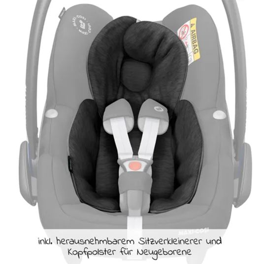 Maxi-Cosi Babyschale Pebble Pro i-Size ab Geburt-12 Monate (45-75 cm) FamilyFix 3 i-Size Base, Polsterschutz & Greifling - Essential Black