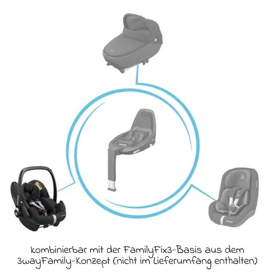 Maxi-Cosi Babyschale Pebble Pro i-Size ab Geburt-12 Monate (45-75 cm) FamilyFix 3 i-Size Base, Polsterschutz & Greifling - Essential Black