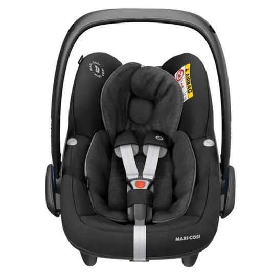 Maxi-Cosi Babyschale Pebble Pro i-Size ab Geburt-12 Monate (45-75 cm) FamilyFix 3 i-Size Base, Polsterschutz & Greifling - Essential Black