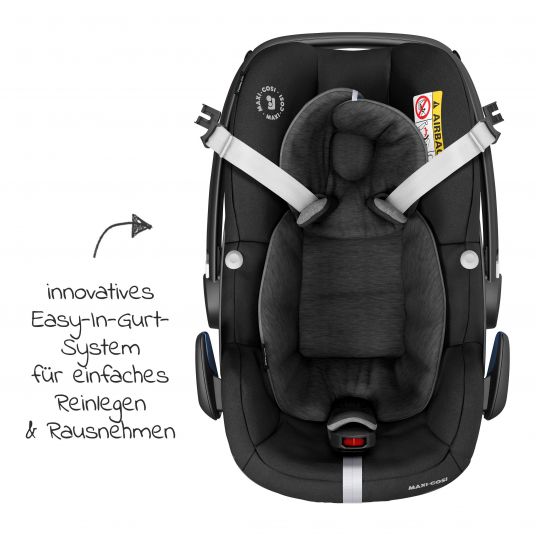 Maxi-Cosi Seggiolino auto Pebble Pro i-Size dalla nascita a 12 mesi (45-75 cm) incluso cuscinetto di protezione per seggiolino auto - Essential Black