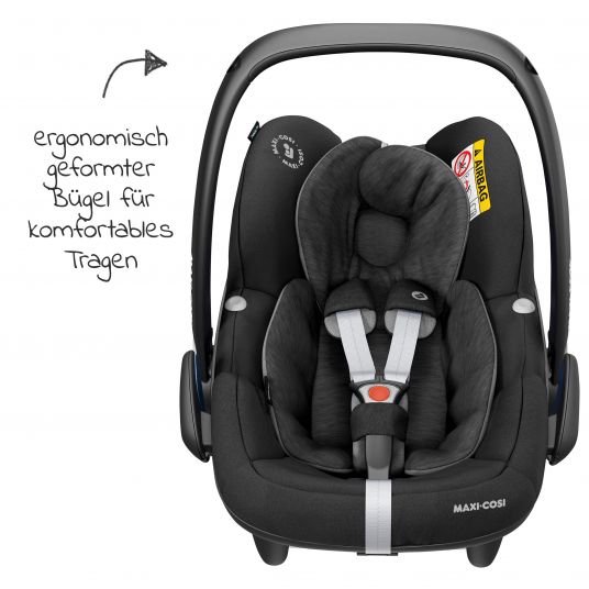 Maxi-Cosi Babyschale Pebble Pro i-Size ab Geburt - 12 Monate (45-75 cm) inkl. Autositz-Schutzunterlage - Essential Black