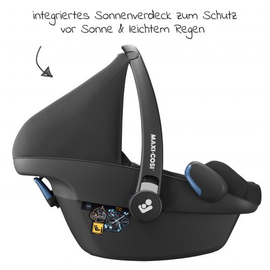 Maxi-Cosi Babyschale Pebble Pro i-Size ab Geburt - 12 Monate (45-75 cm) & Sitzverkleinerer, Sonnenverdeck - Essential Black