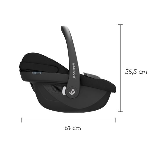 Maxi-Cosi Babyschale Pebble S i-Size ab Geburt - 15 Monate (40 cm - 83 cm) nur 3,4 kg leicht inkl. Isofix-Basis FamilyFix S, Schutzunterlage & Schnullertasche - Tonal Black