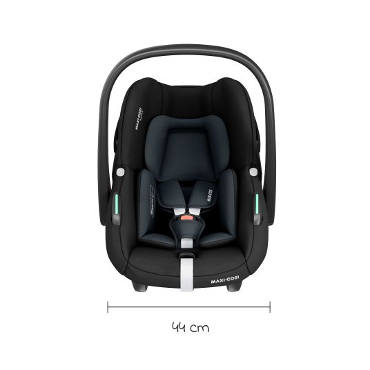 Maxi-Cosi Pebble S i-Size infant car seat from birth - 15 months (40 cm - 83 cm) only 3.4 kg light incl. FamilyFix S Isofix base, protective mat & pacifier bag - Tonal Black