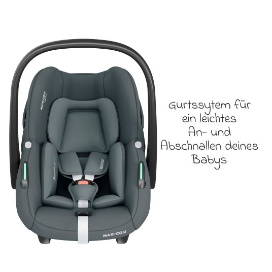 Maxi-Cosi Babyschale Pebble S i-Size ab Geburt - 15 Monate (40 cm - 83 cm) nur 3,4 kg leicht inkl. Isofix-Basis FamilyFix S, Schutzunterlage & Schnullertasche - Tonal Graphite