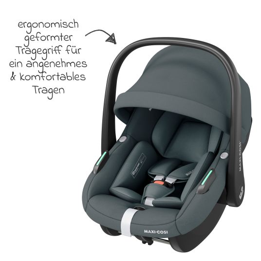 Maxi-Cosi Babyschale Pebble S i-Size ab Geburt - 15 Monate (40 cm - 83 cm) nur 3,4 kg leicht inkl. Isofix-Basis FamilyFix S, Schutzunterlage & Schnullertasche - Tonal Graphite