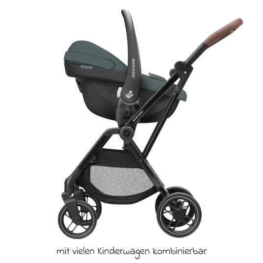 Maxi-Cosi Babyschale Pebble S i-Size ab Geburt - 15 Monate (40 cm - 83 cm) nur 3,4 kg leicht inkl. Isofix-Basis FamilyFix S, Schutzunterlage & Schnullertasche - Tonal Graphite