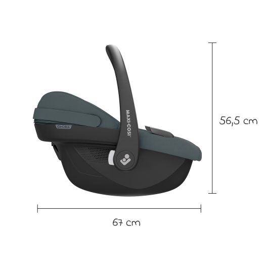 Maxi-Cosi Pebble S i-Size infant car seat from birth - 15 months (40 cm - 83 cm) only 3.4 kg light incl. FamilyFix S Isofix base, protective mat & pacifier bag - Tonal Graphite