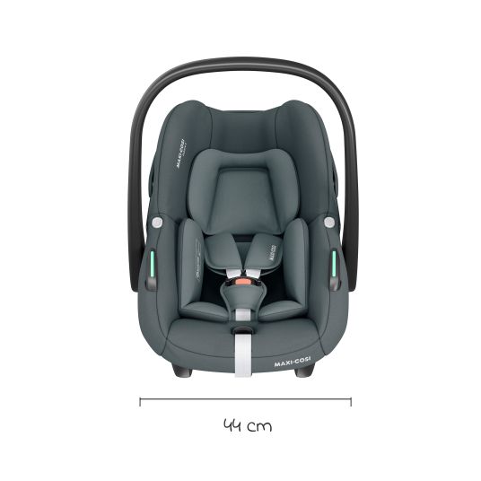 Maxi-Cosi Babyschale Pebble S i-Size ab Geburt - 15 Monate (40 cm - 83 cm) nur 3,4 kg leicht inkl. Isofix-Basis FamilyFix S, Schutzunterlage & Schnullertasche - Tonal Graphite