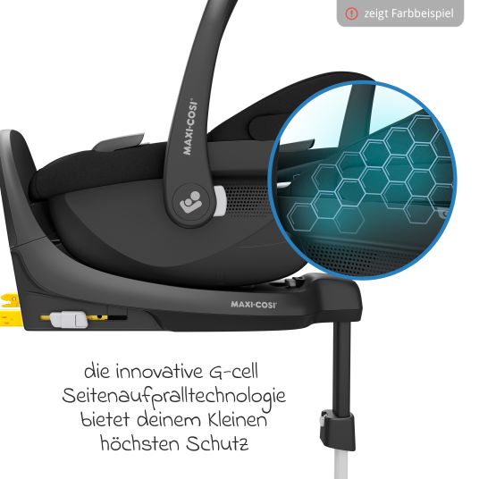 Maxi-Cosi Babyschale Pebble S i-Size ab Geburt - 15 Monate (40 cm - 83 cm) nur 3,4 kg leicht inkl. Isofix-Basis FamilyFix S, Schutzunterlage & Schnullertasche - Tonal Graphite