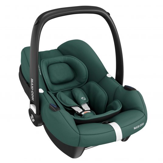 Maxi-Cosi Babyschalen-Set CabrioFix i-Size ab Geburt-12 Monate (40-75 cm) i-Size Base, Polsterschutz,Sommerbezug - Essential Green