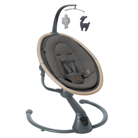 Maxi-Cosi Babyschaukel Cassia Swing nur 4 kg leicht mit 5 Schaukel-Geschwindigkeiten, mehrere Sitz- und Liegepositionen 12 Melodien & 2 Spielzeuge - Beyond Graphite Eco