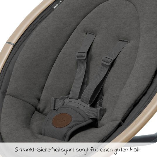 Maxi-Cosi Babyschaukel Cassia Swing nur 4 kg leicht mit 5 Schaukel-Geschwindigkeiten, mehrere Sitz- und Liegepositionen 12 Melodien & 2 Spielzeuge - Beyond Graphite Eco