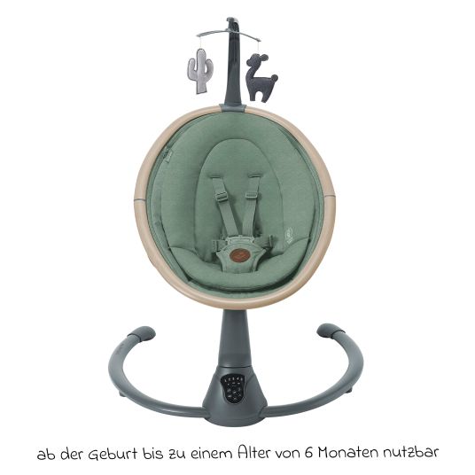 Maxi-Cosi Babyschaukel Cassia Swing nur 4 kg leicht mit 5 Schaukel-Geschwindigkeiten, mehrere Sitz- und Liegepositionen 12 Melodien & 2 Spielzeuge - Beyond Green Eco