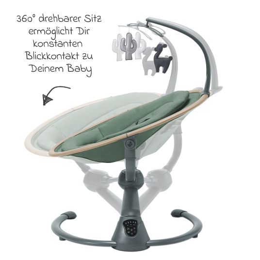 Maxi-Cosi Babyschaukel Cassia Swing nur 4 kg leicht mit 5 Schaukel-Geschwindigkeiten, mehrere Sitz- und Liegepositionen 12 Melodien & 2 Spielzeuge - Beyond Green Eco