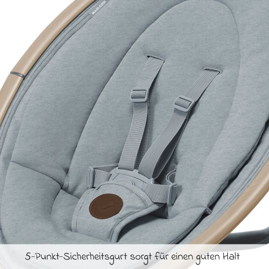 Maxi-Cosi Babyschaukel Cassia Swing nur 4 kg leicht mit 5 Schaukel-Geschwindigkeiten, mehrere Sitz- und Liegepositionen 12 Melodien & 2 Spielzeuge - Beyond Grey Eco